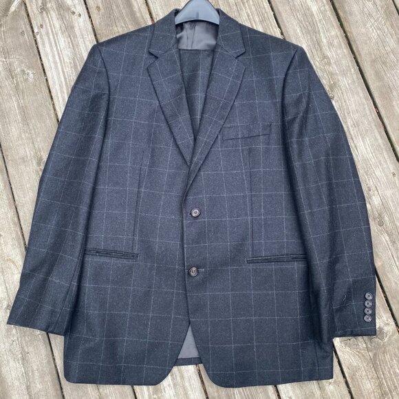 Vintage 90s Cashmere Wool Lauren Ralph Lauren Striped Suit Jacket 42R Pants 36R - Picture 7 of 16